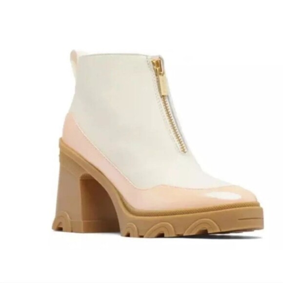 NEW Sorel Brex Waterproof Block Heel Chelsea Boot Zip White 10 - Picture 1 of 4